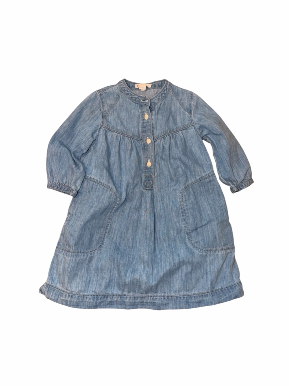 Crewcuts Girls' Denim Button-Front Dress - Light Blue, Size 3